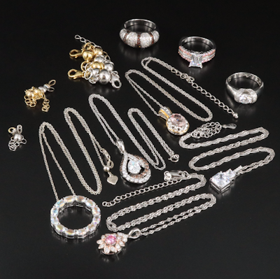 Sterling Jewelry Including CZ, Morganite and Moissanite with 14K and 10K