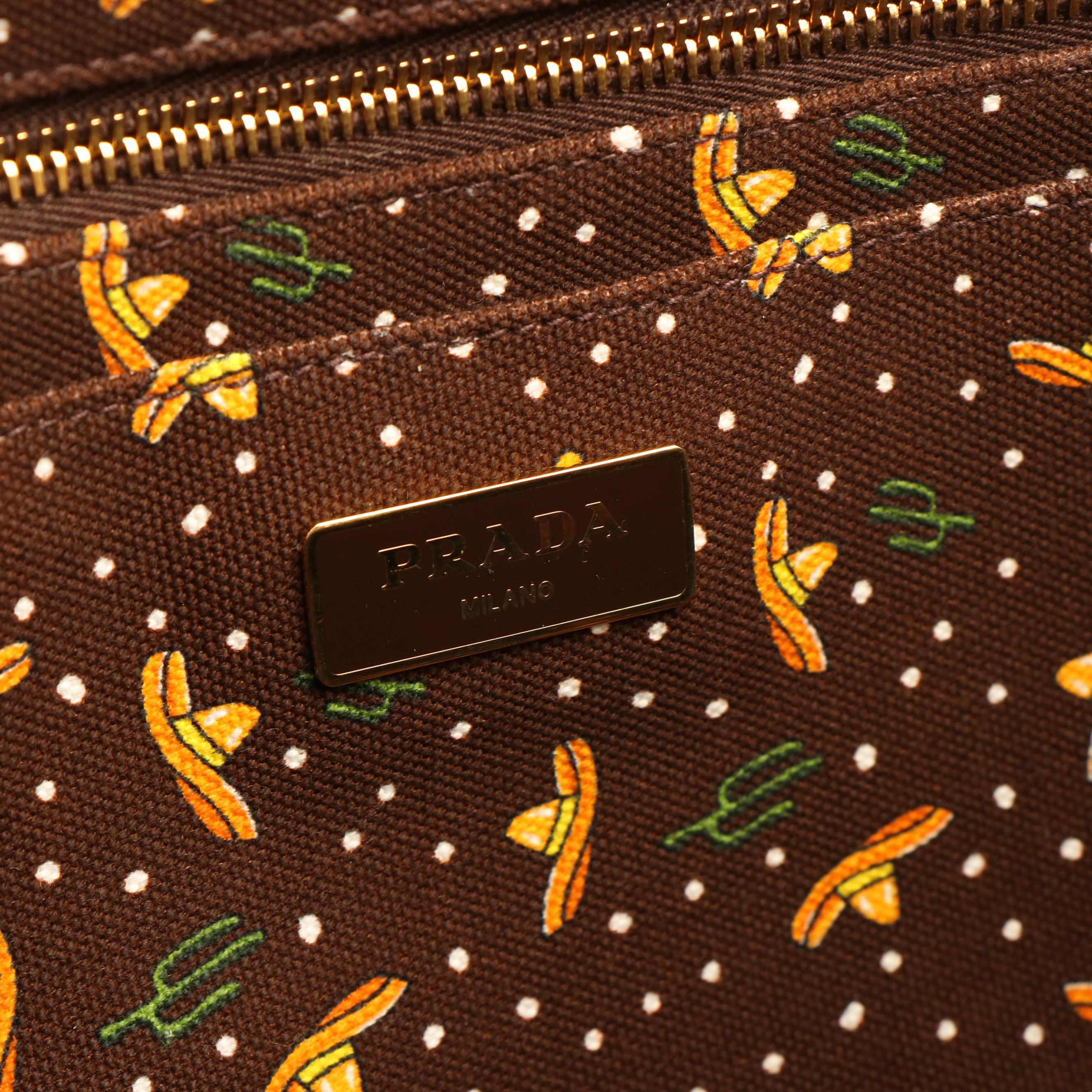 Prada Canapa Convertible Printed Canvas Tote