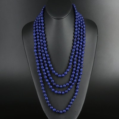 Rope Length Lapis Lazuli Necklace