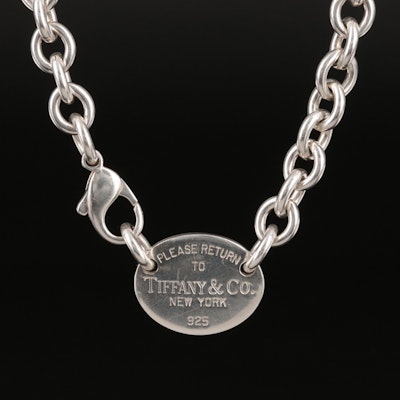 Tiffany & Co. Sterling Return to Tiffany Oval Tag Necklace