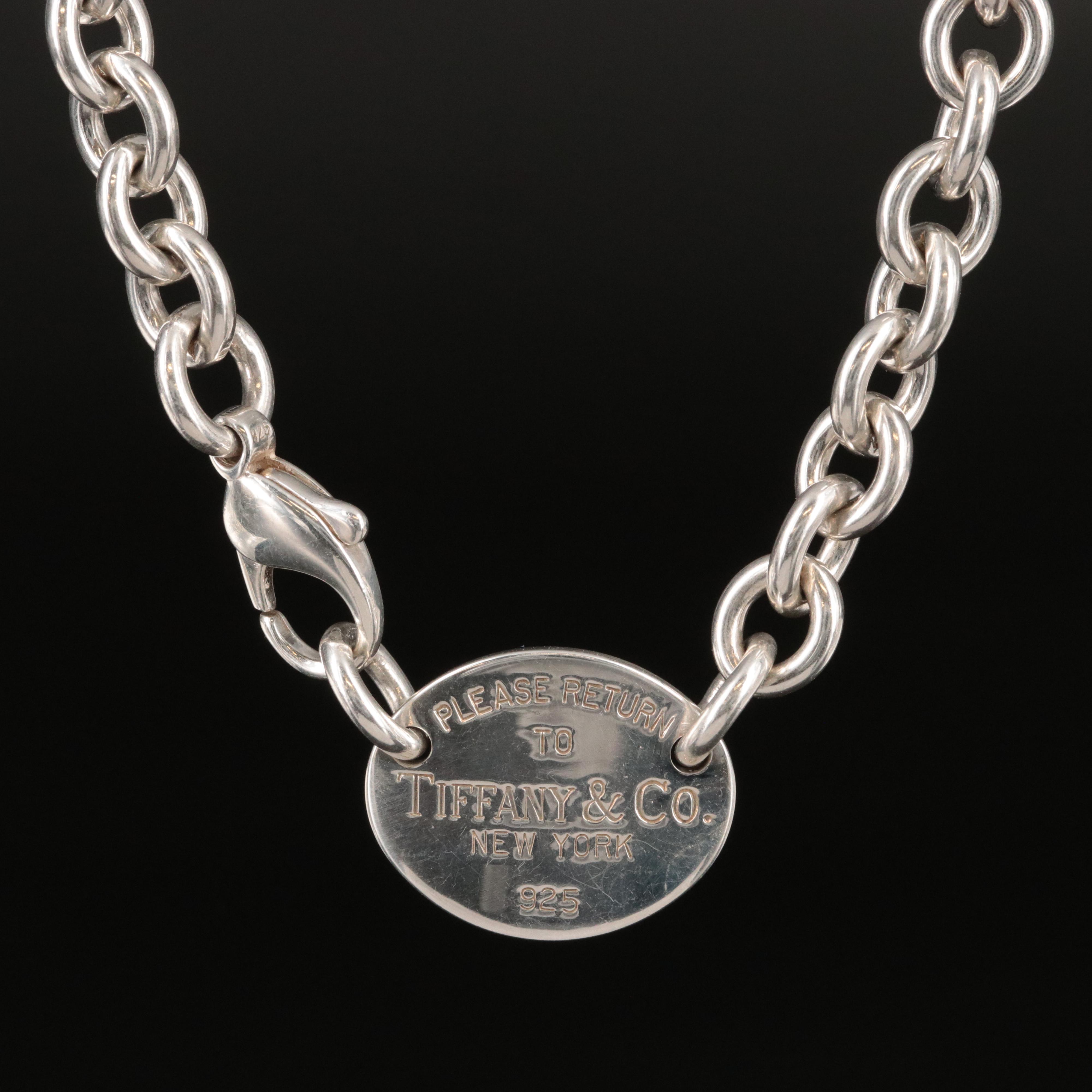 Tiffay & Co. Sterling "Return to Tiffany" Oval Tag Necklace