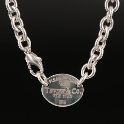 Tiffay & Co. Sterling Return to Tiffany Oval Tag Necklace