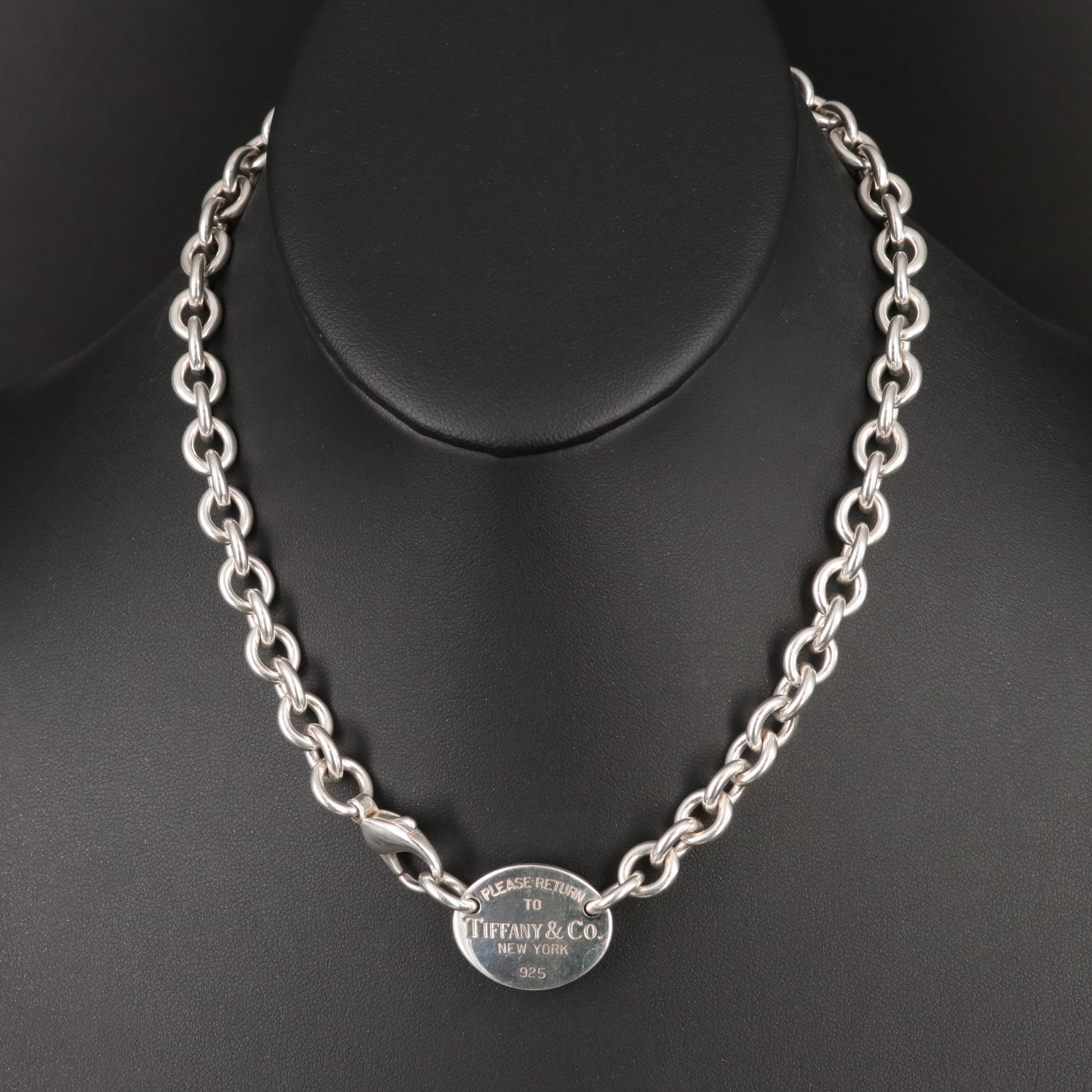 Tiffay & Co. Sterling "Return to Tiffany" Oval Tag Necklace
