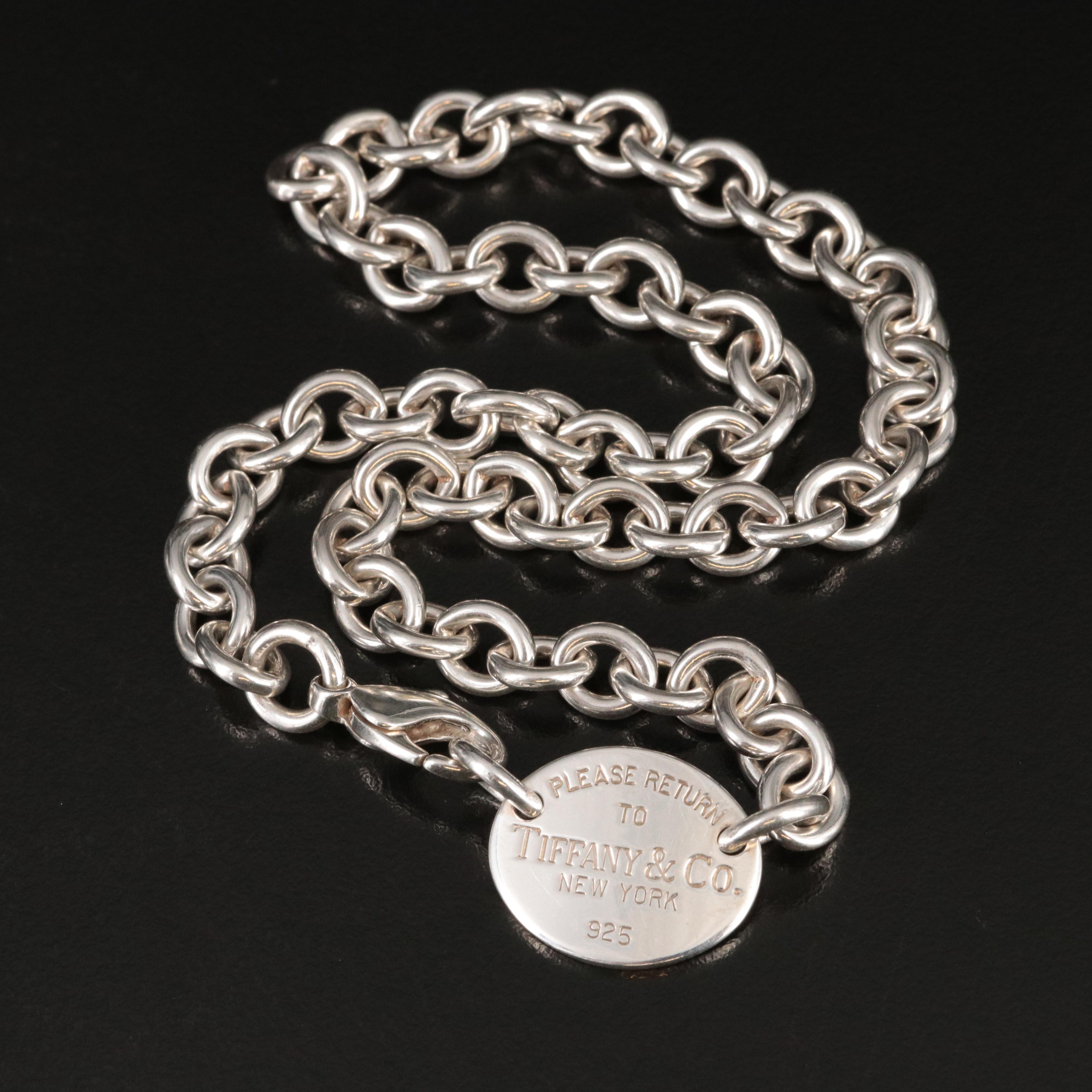 Tiffay & Co. Sterling "Return to Tiffany" Oval Tag Necklace