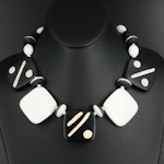 Miriam Haskell Geometric Black and White Necklace