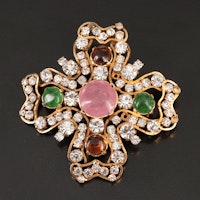 Chanel Gripoix Glass and Strass Crystal Brooch