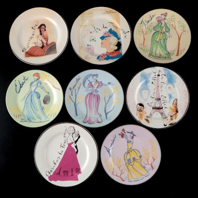 L. Godinger & Co. "Victorian Women" Dessert Plates with Other Ceramic Plates
