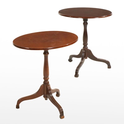 Bombay Company Federal Style Cherry and Mahogany-Stained Tilt-Top Tables