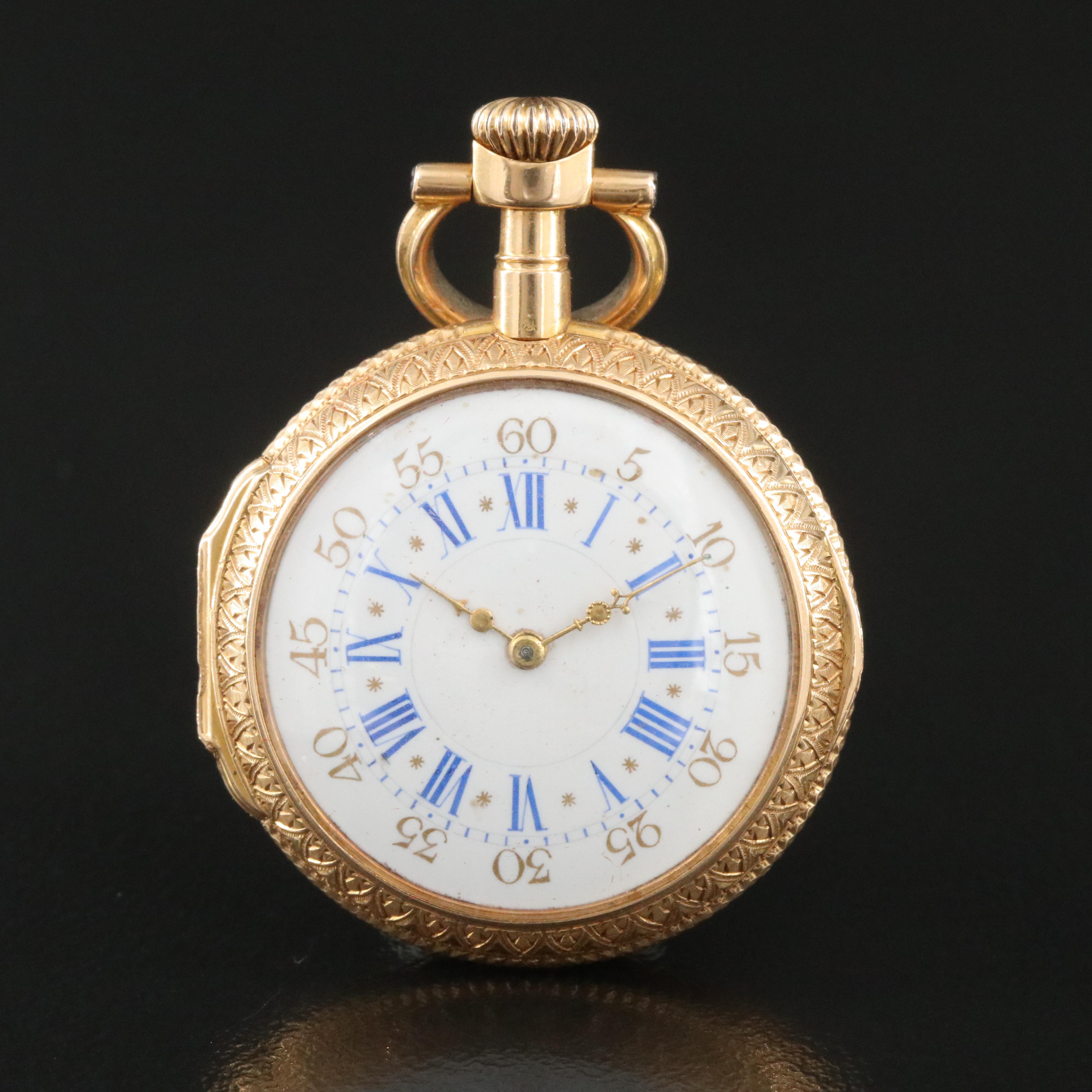 Antique J.J. Badollet & Co. 18K Gold Pocket Watch