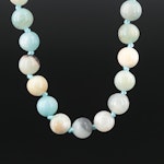 Agate and Quartzite Bead Necklace with Sterling Clasp