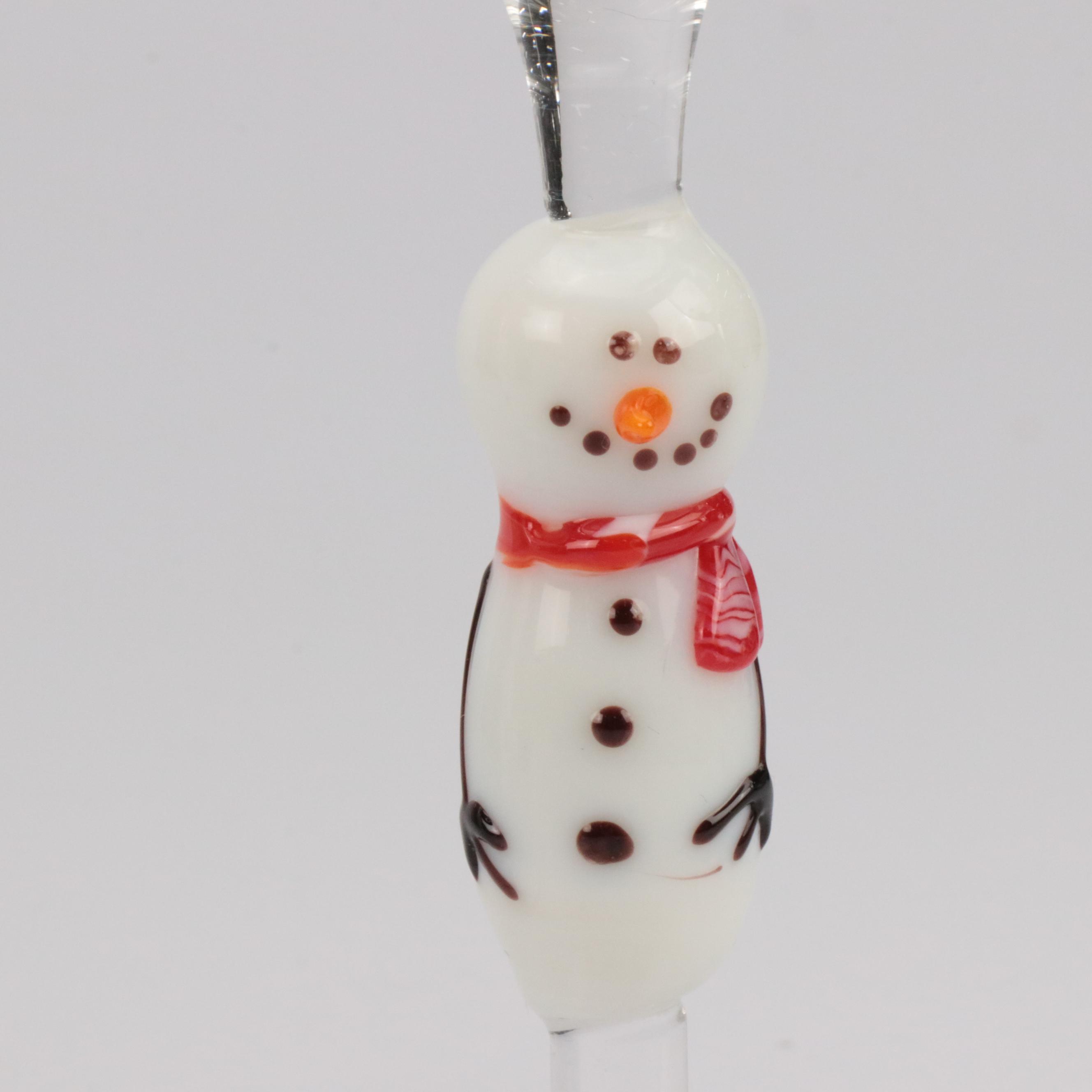 Wine Glasses with Snowman Stems and Other Decor