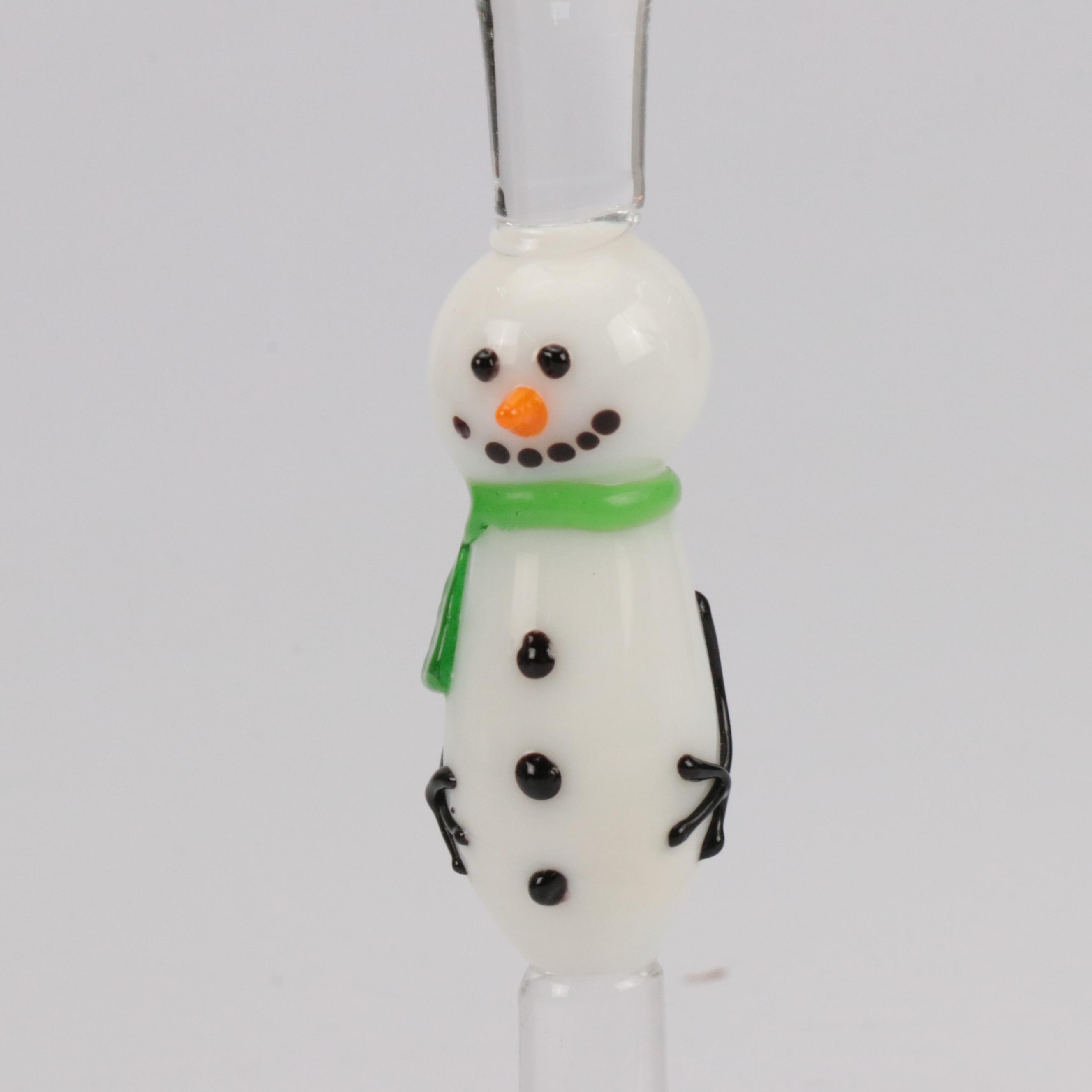 Wine Glasses with Snowman Stems and Other Decor