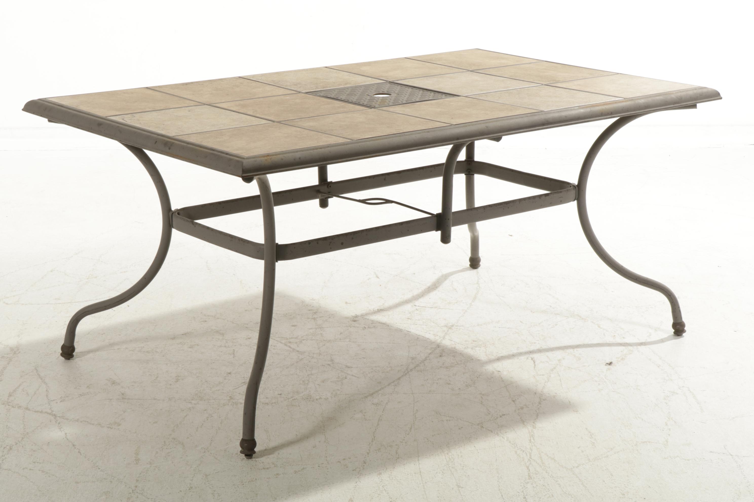 Metal Frame Patio Dining Table with Six Chairs, Late 20th to 21st Century