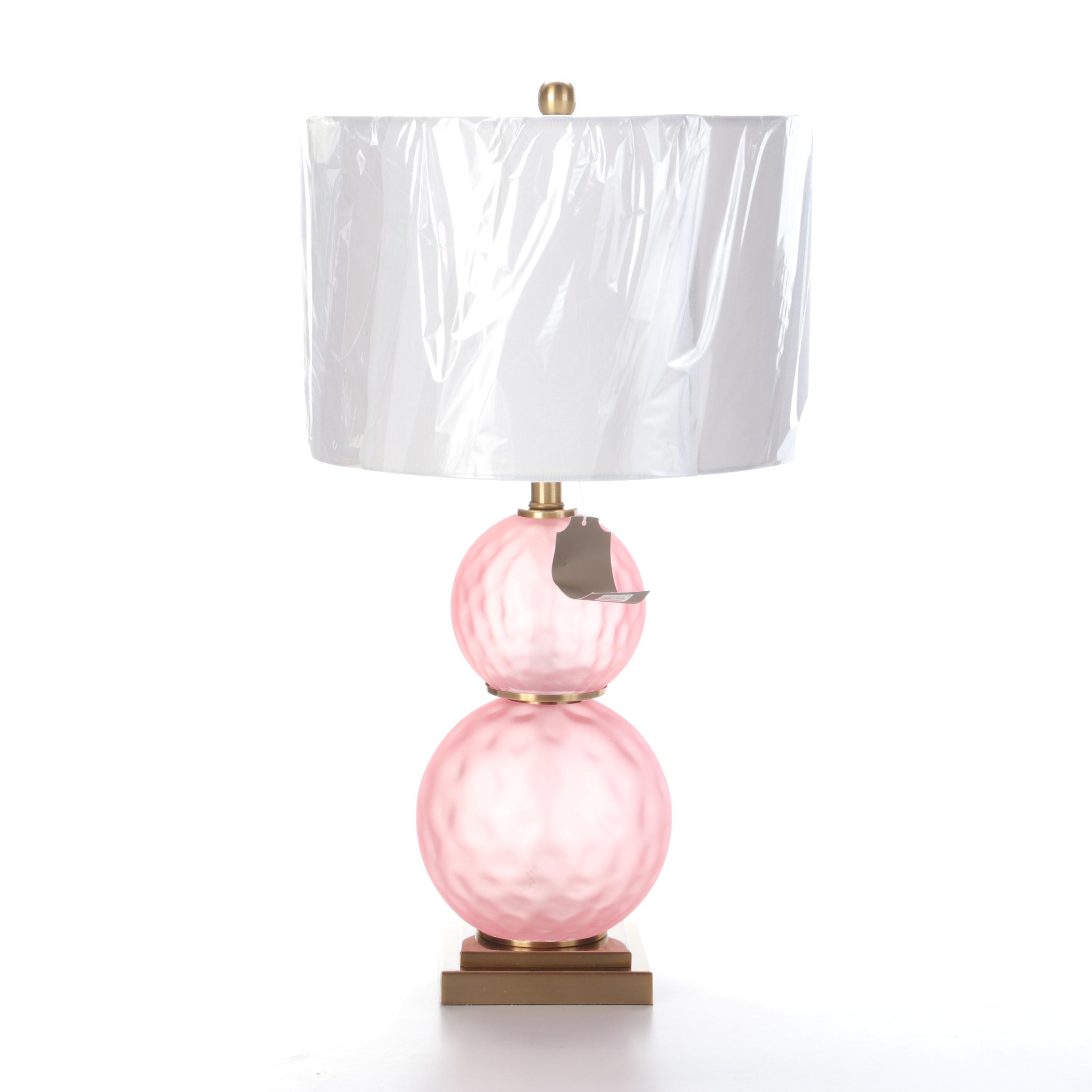 Designer Maison Pink Glass Dimple Double Globe Table Lamp, 2013
