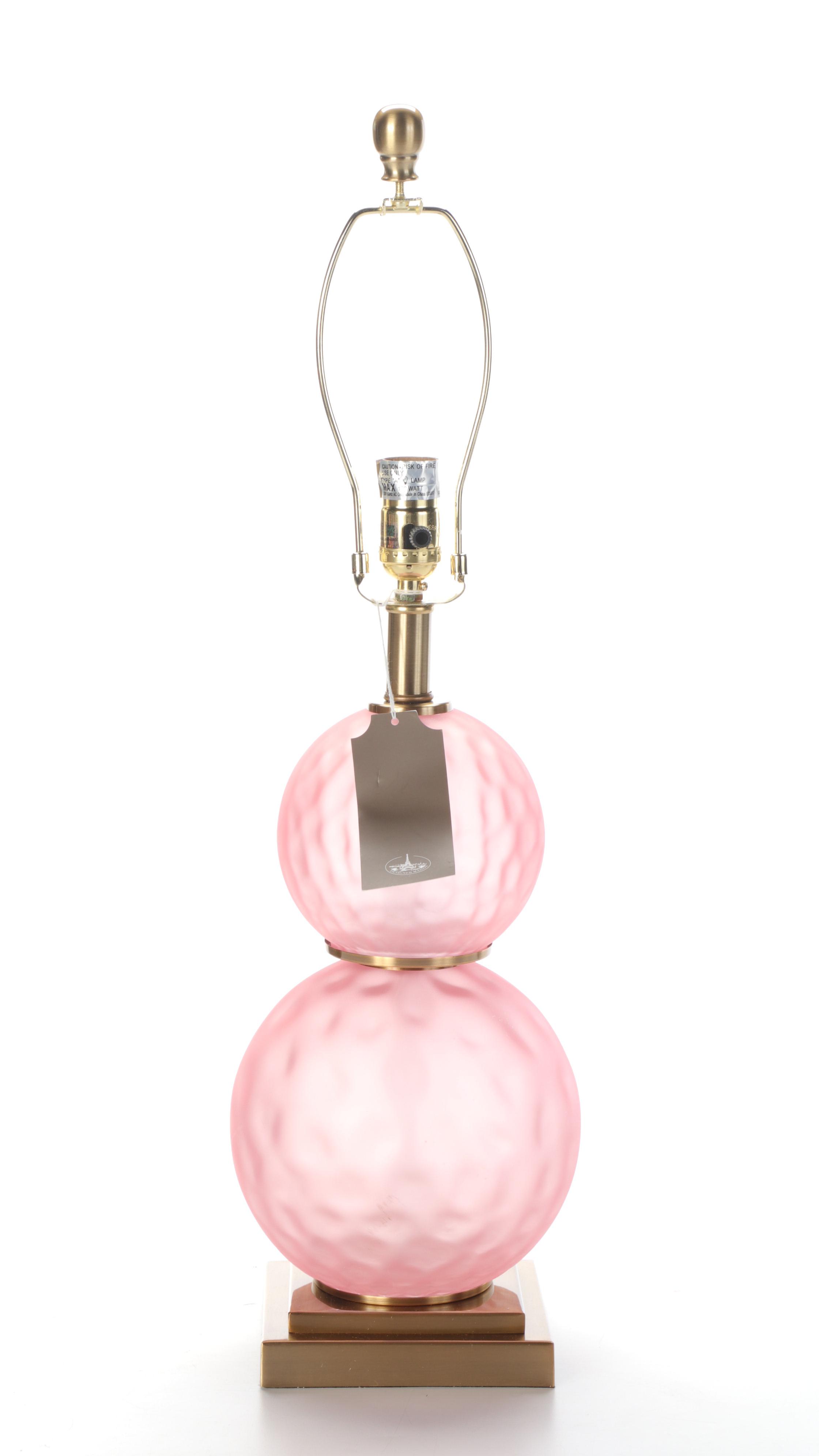 Designer Maison Pink Glass Dimple Double Globe Table Lamp, 2013
