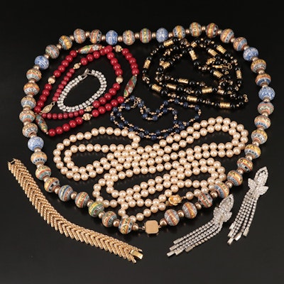 Necklaces, Bracelet and Earrings Including Shoulder Dusters, Gold-Filled