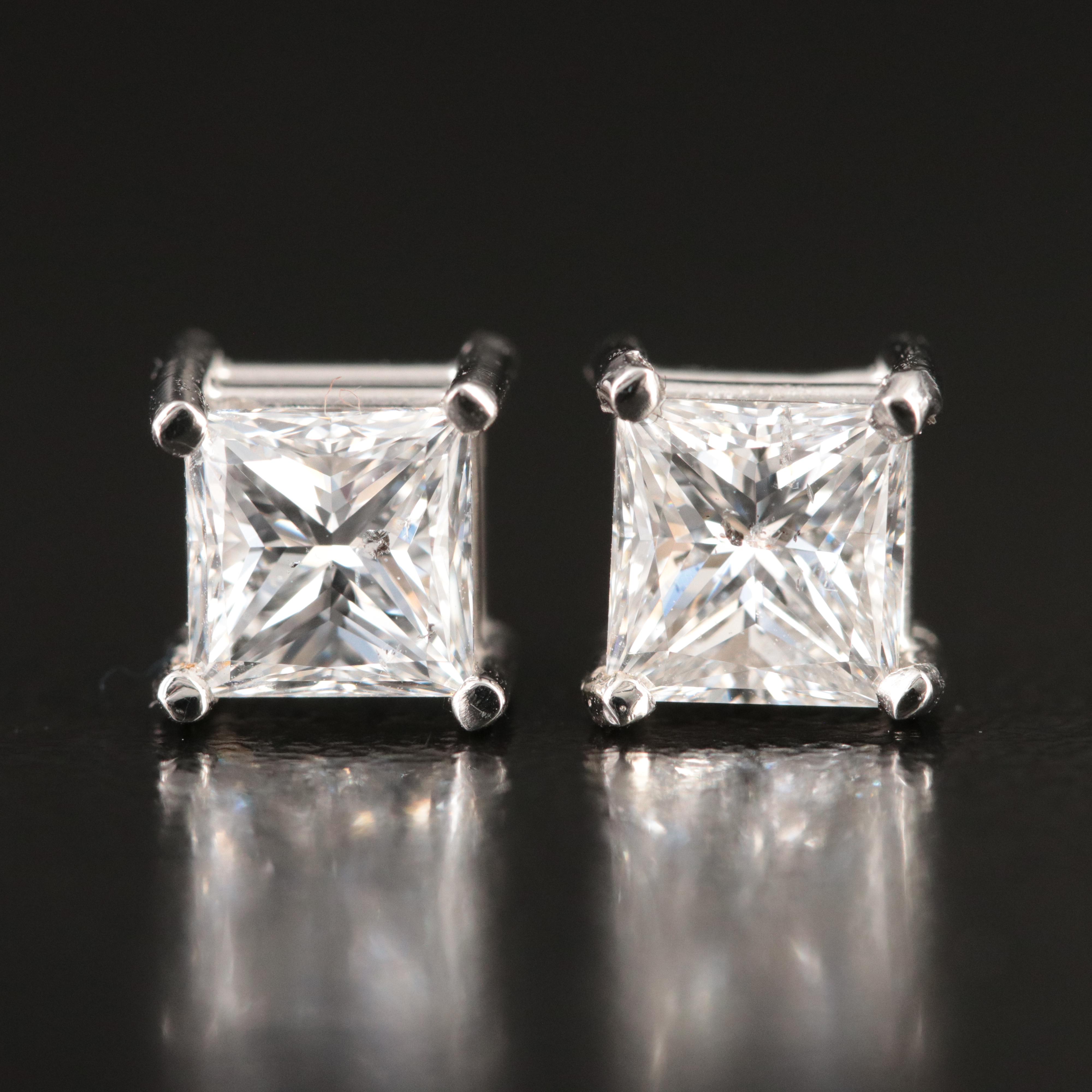 Platinum 2.00 CTW Diamond Stud Earrings with GIA Reports
