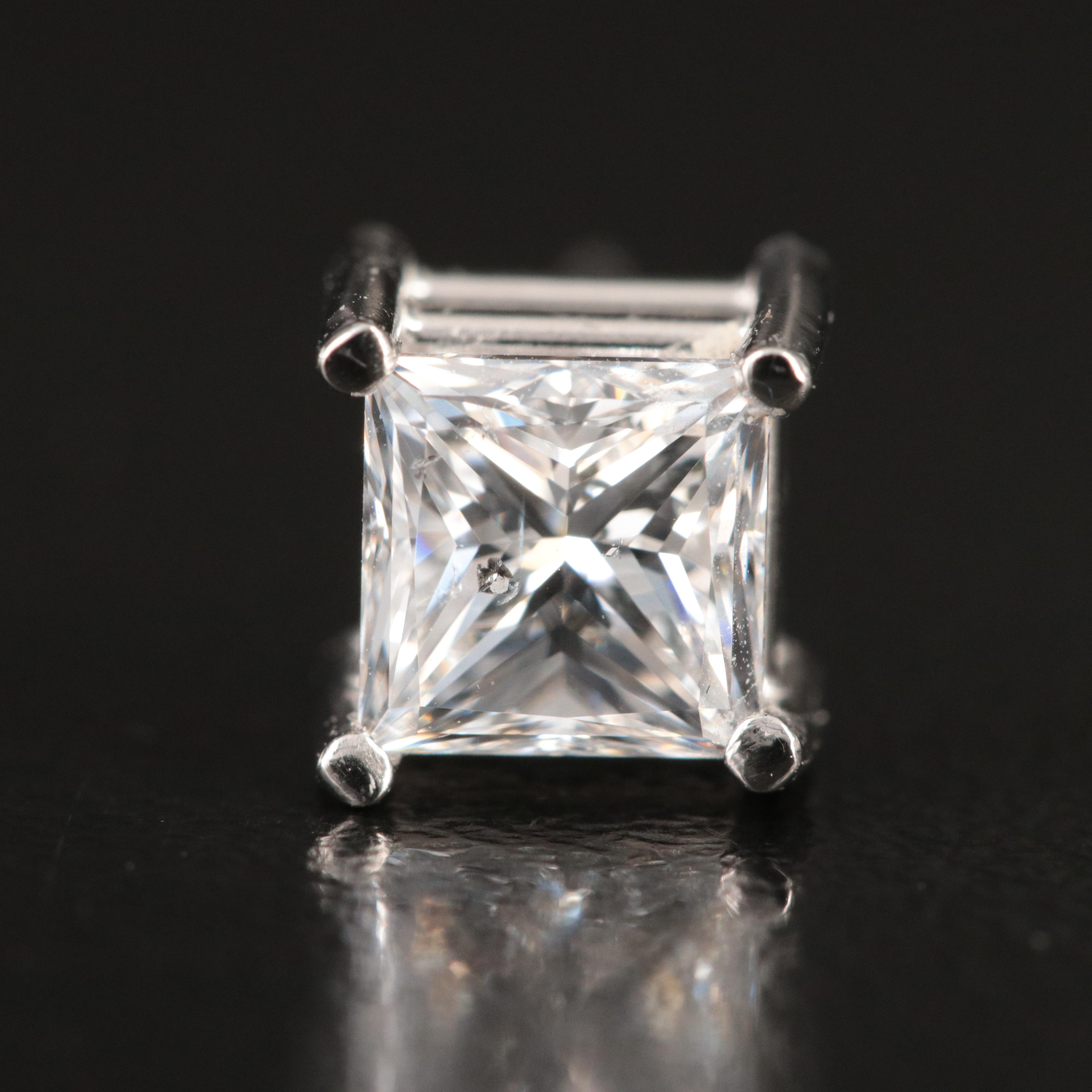 Platinum 2.00 CTW Diamond Stud Earrings with GIA Reports