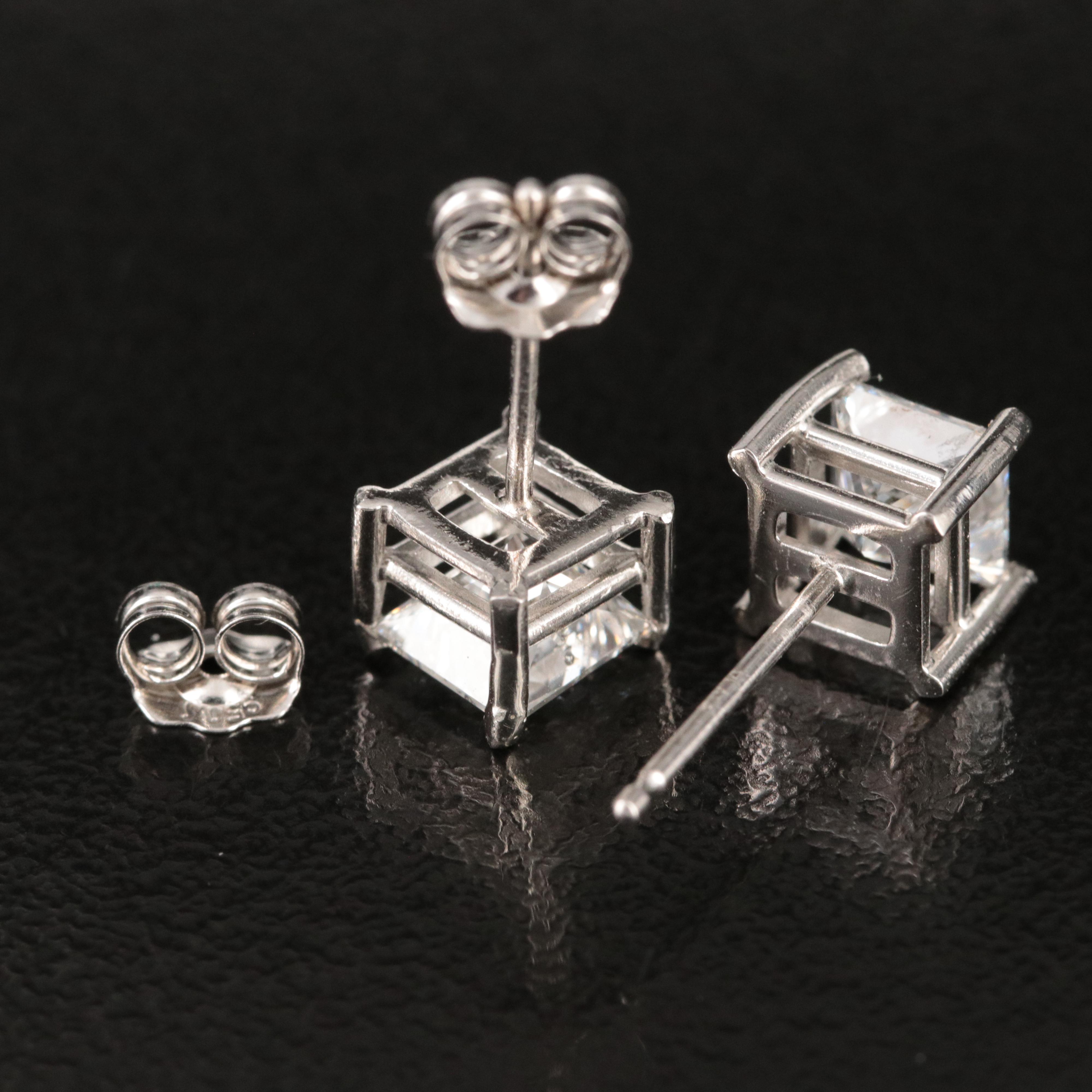 Platinum 2.00 CTW Diamond Stud Earrings with GIA Reports