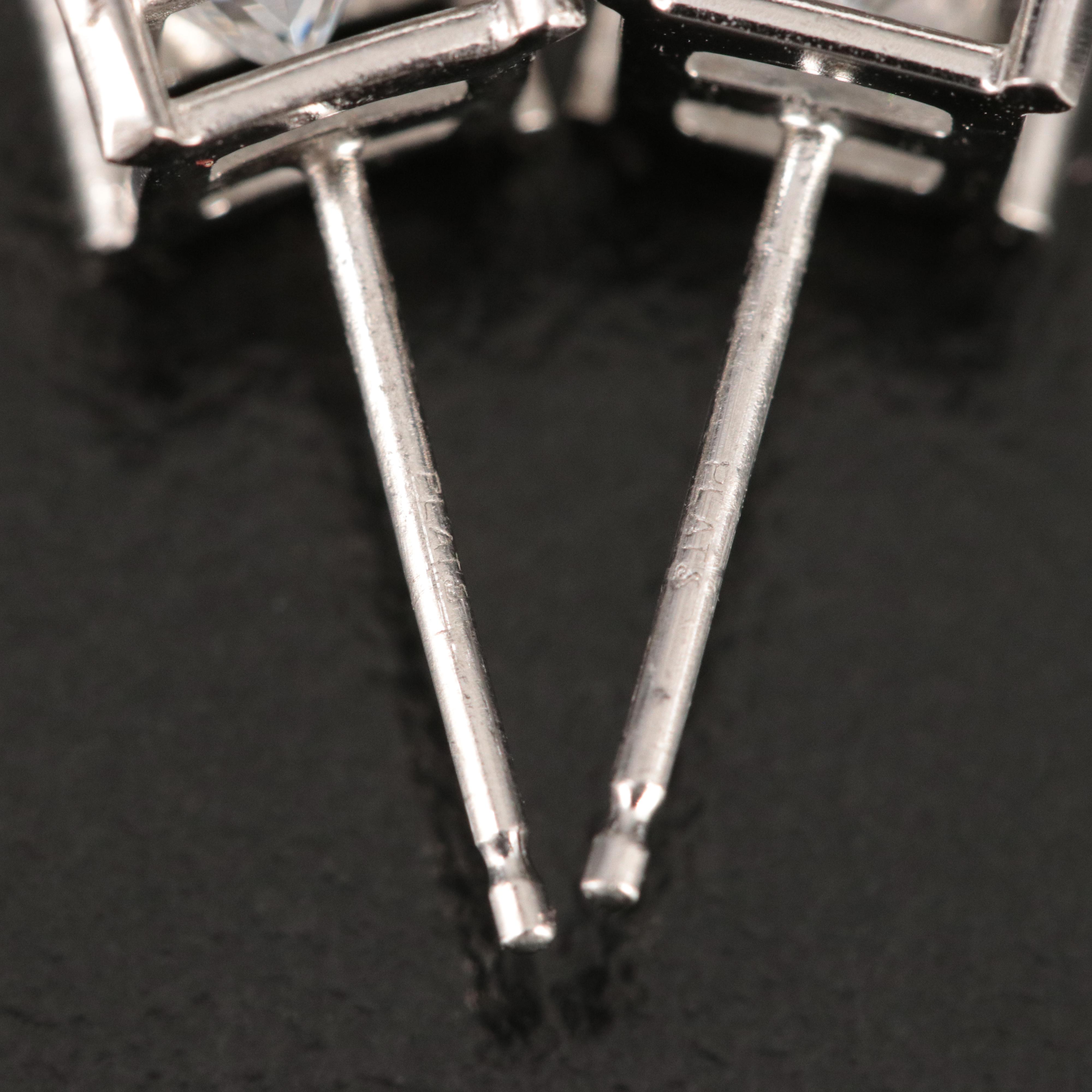 Platinum 2.00 CTW Diamond Stud Earrings with GIA Reports
