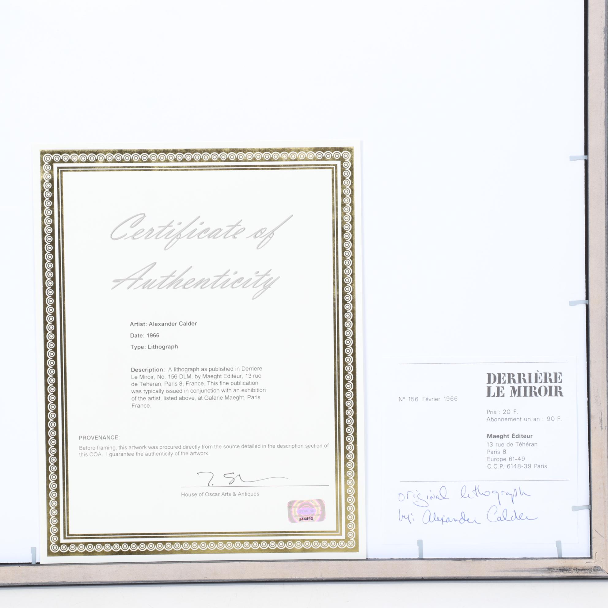 Alexander Calder Color Lithograph from Derrière le Miroir, 1966