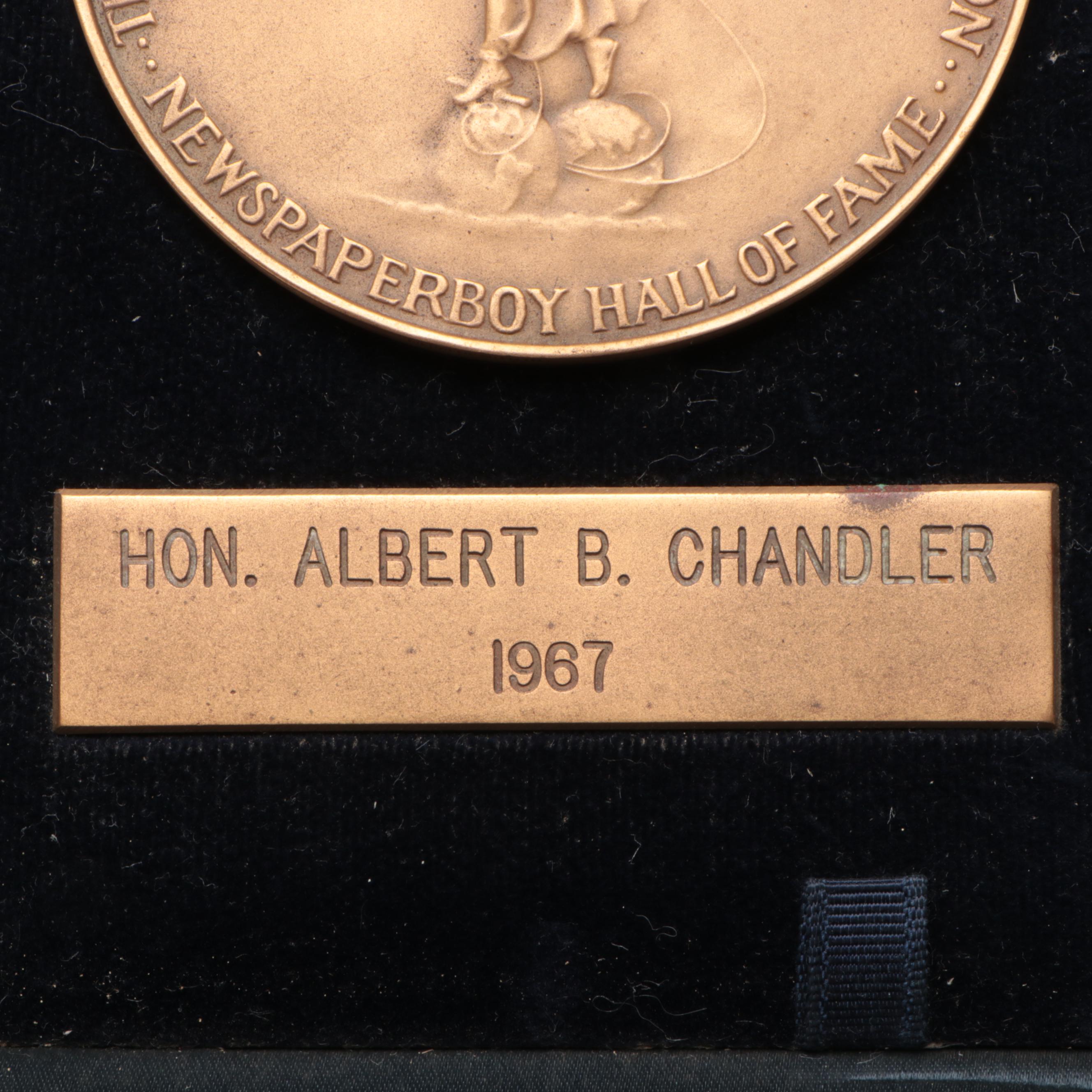 Newspaperboy Hall of Fame Medal to Albert B. Chandler with Newspaper