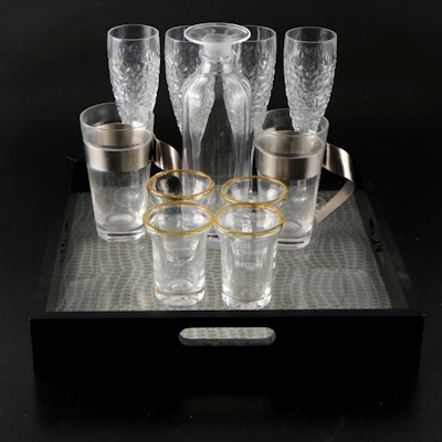Villeroy & Boch "New Wave" Latte Cups with Other Glassware and Tray