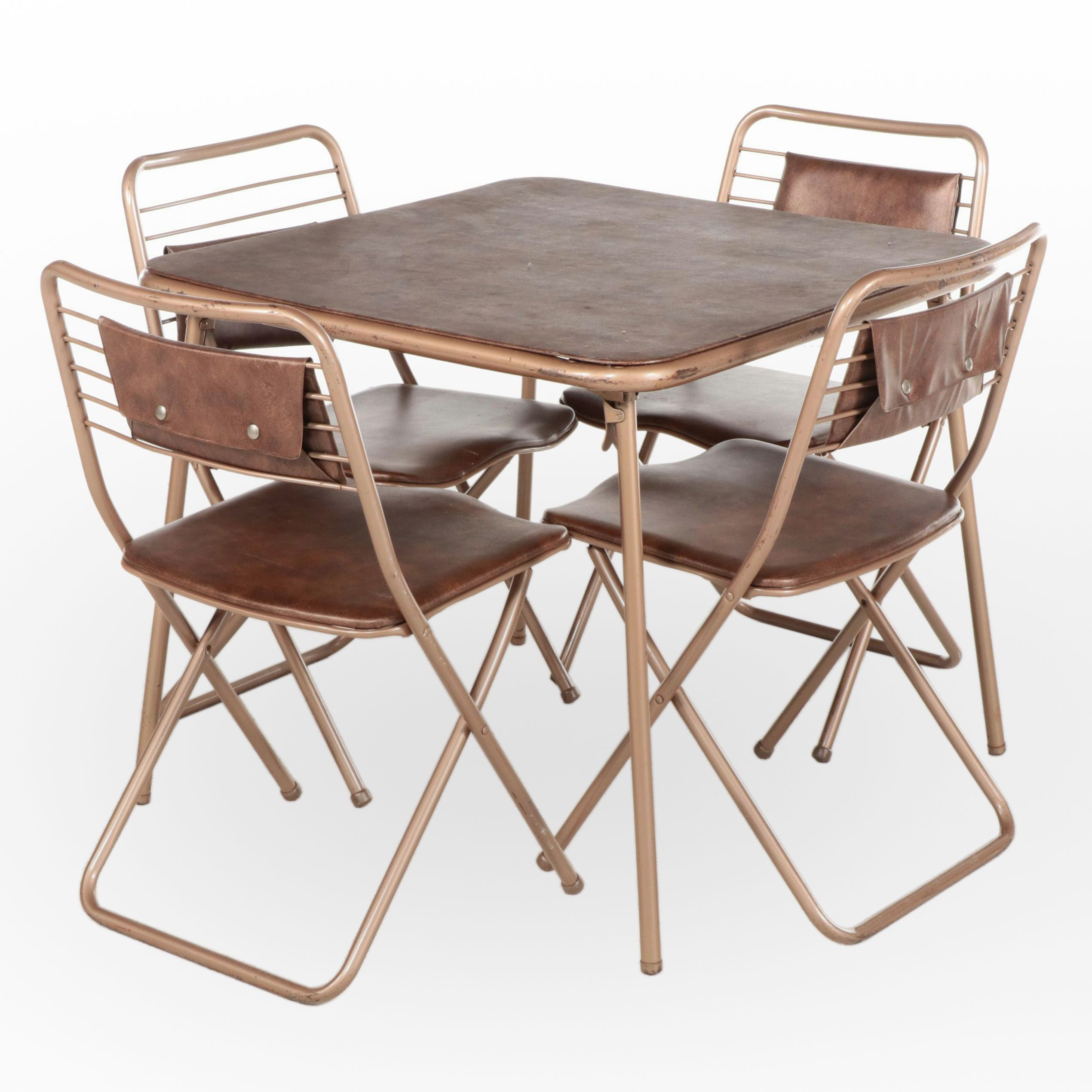 Five-Piece Cosco Powder-Coated Steel and Vinyl Folding Table and Chair Set