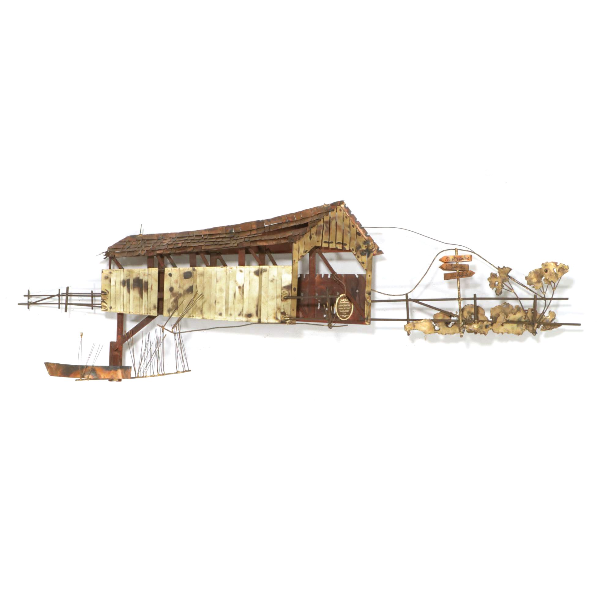 Curtis Jeré Mixed Metals Covered Bridge Wall Sculpture