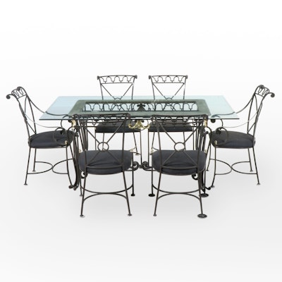 Neoclassical Style Wrought Iron Dining Set