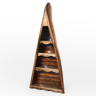 Slatted Wood Canoe Hull Bookcase, 20th Century and Adapted