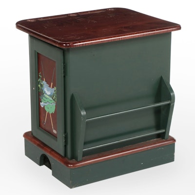 Golf Themed Paint Decorated Side Wooden Side Table with Electric Putting Cup