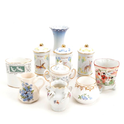 Lenox Porcelain and Other Spices Jars with Ceramic Toothpick Holders