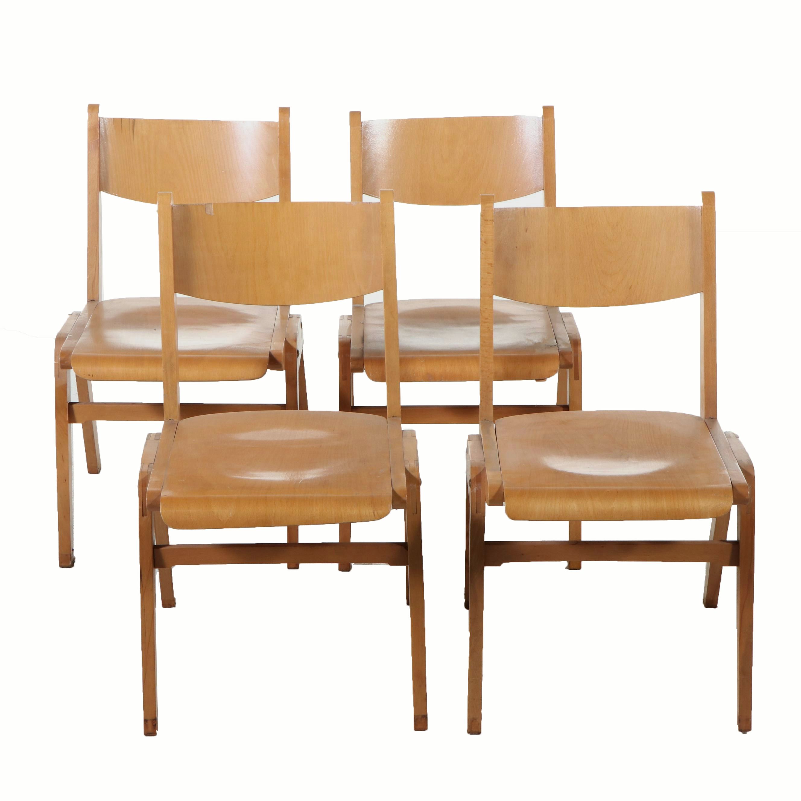 Four Mid Century Modern Molded Plywood Side Chairs