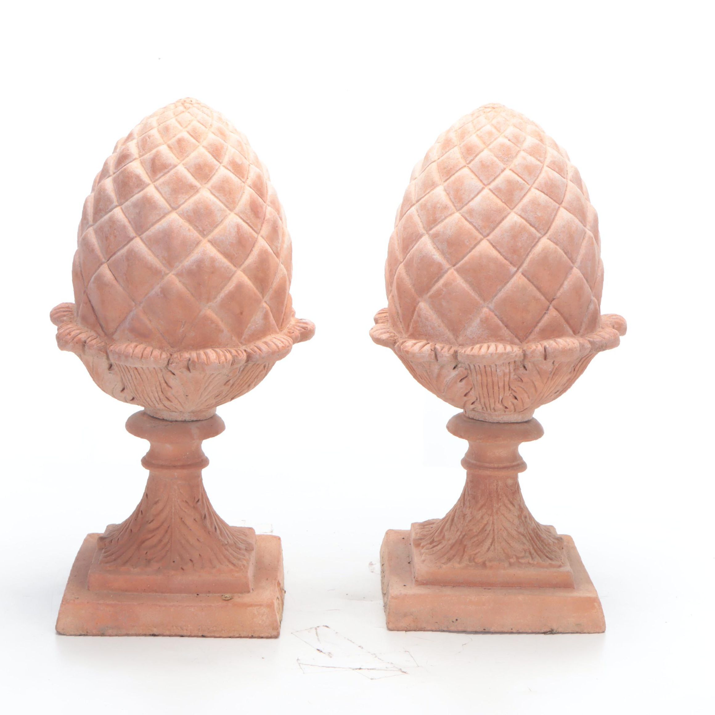 Mold Cast Terracotta Artichoke Patio Finials
