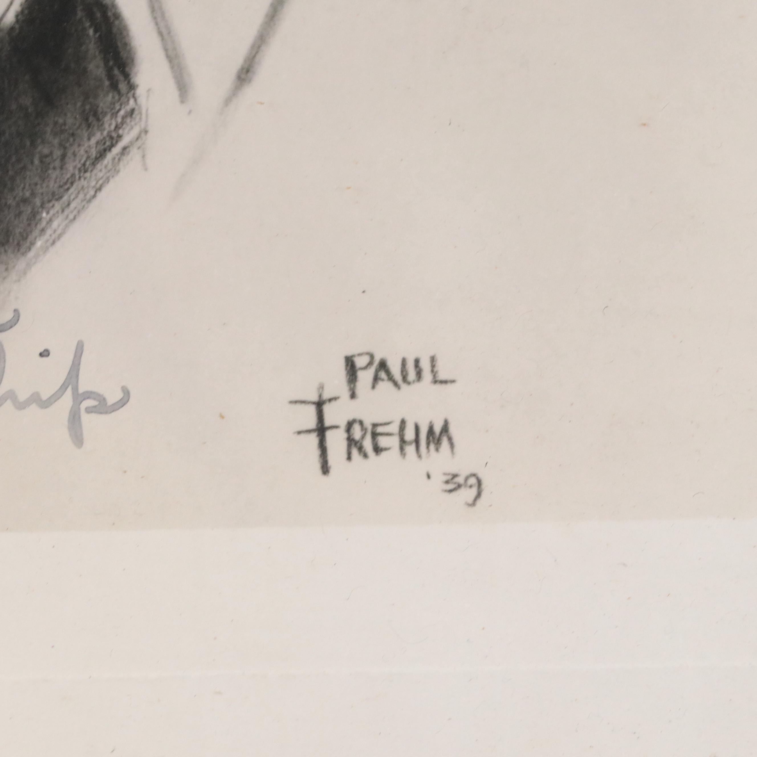 J. Edgar Hoover Signed Sketch by Paul Frehm, 1942