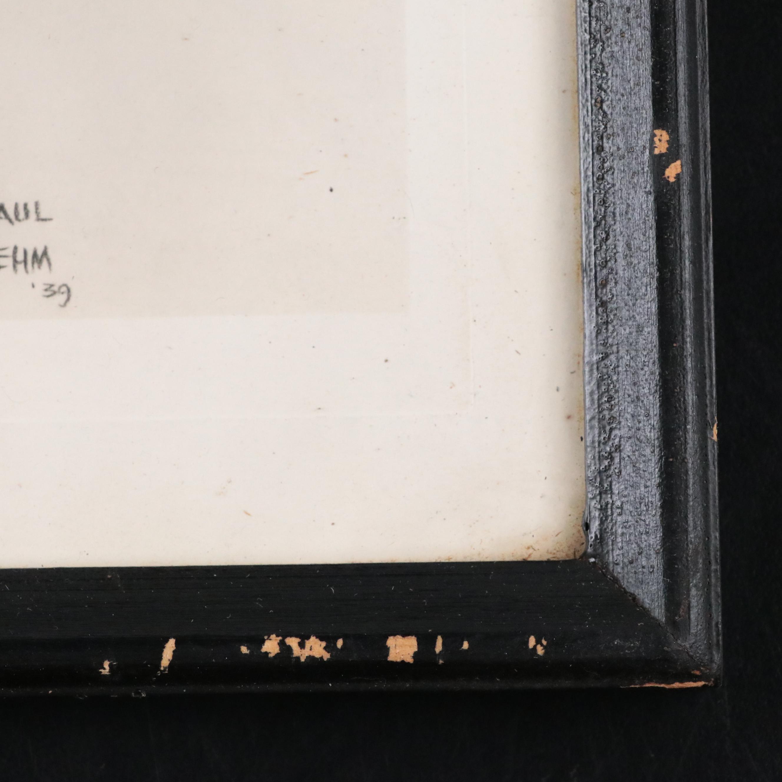 J. Edgar Hoover Signed Sketch by Paul Frehm, 1942