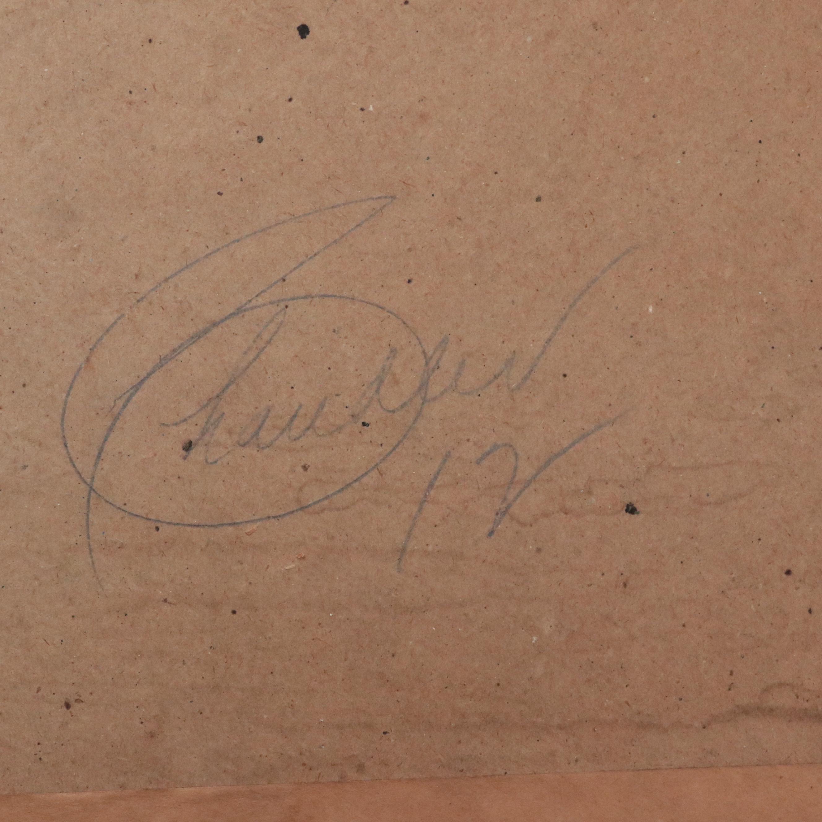 J. Edgar Hoover Signed Sketch by Paul Frehm, 1942