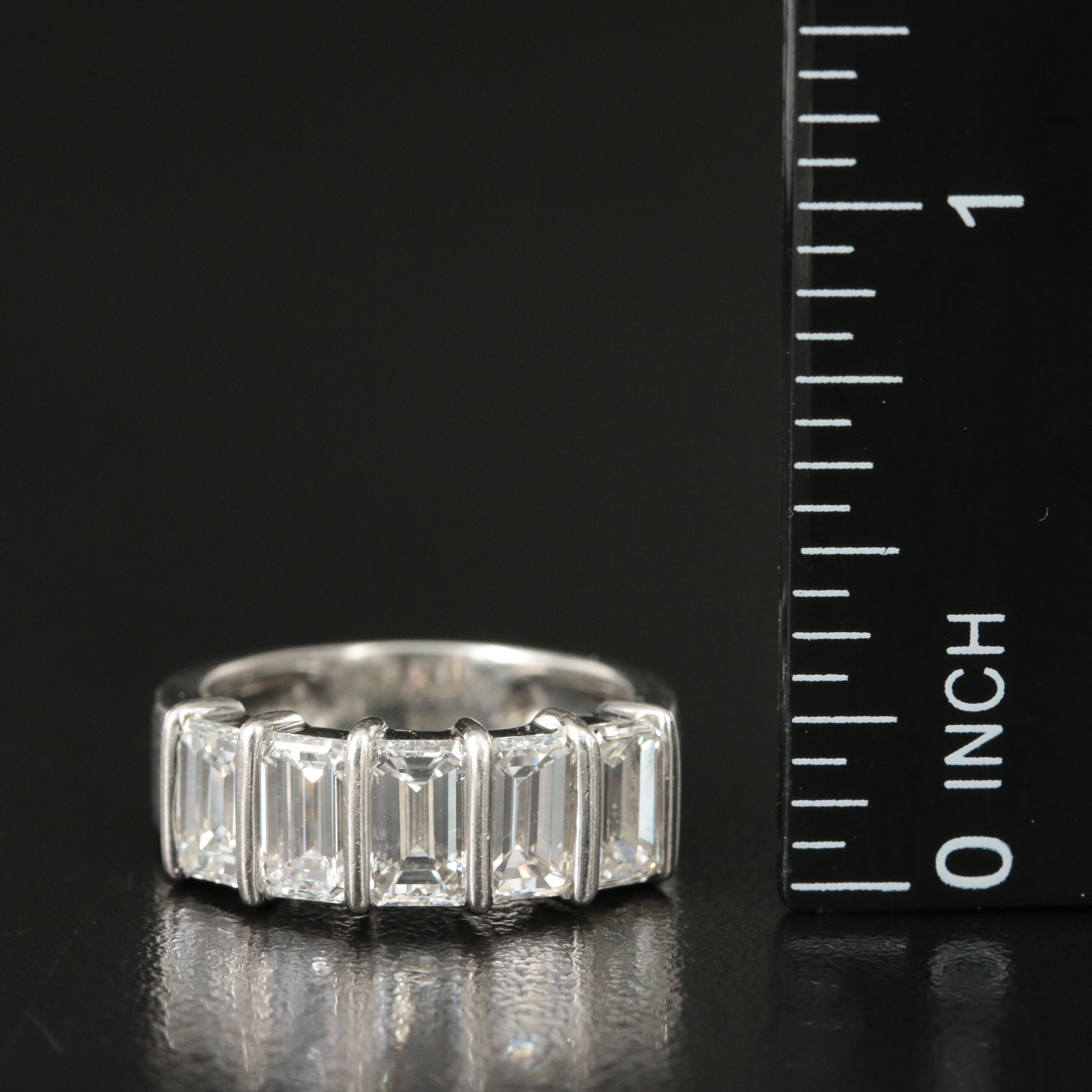 Tiffany & Co. Platinum 3.02 CTW Emerald Cut Diamond Band Ring