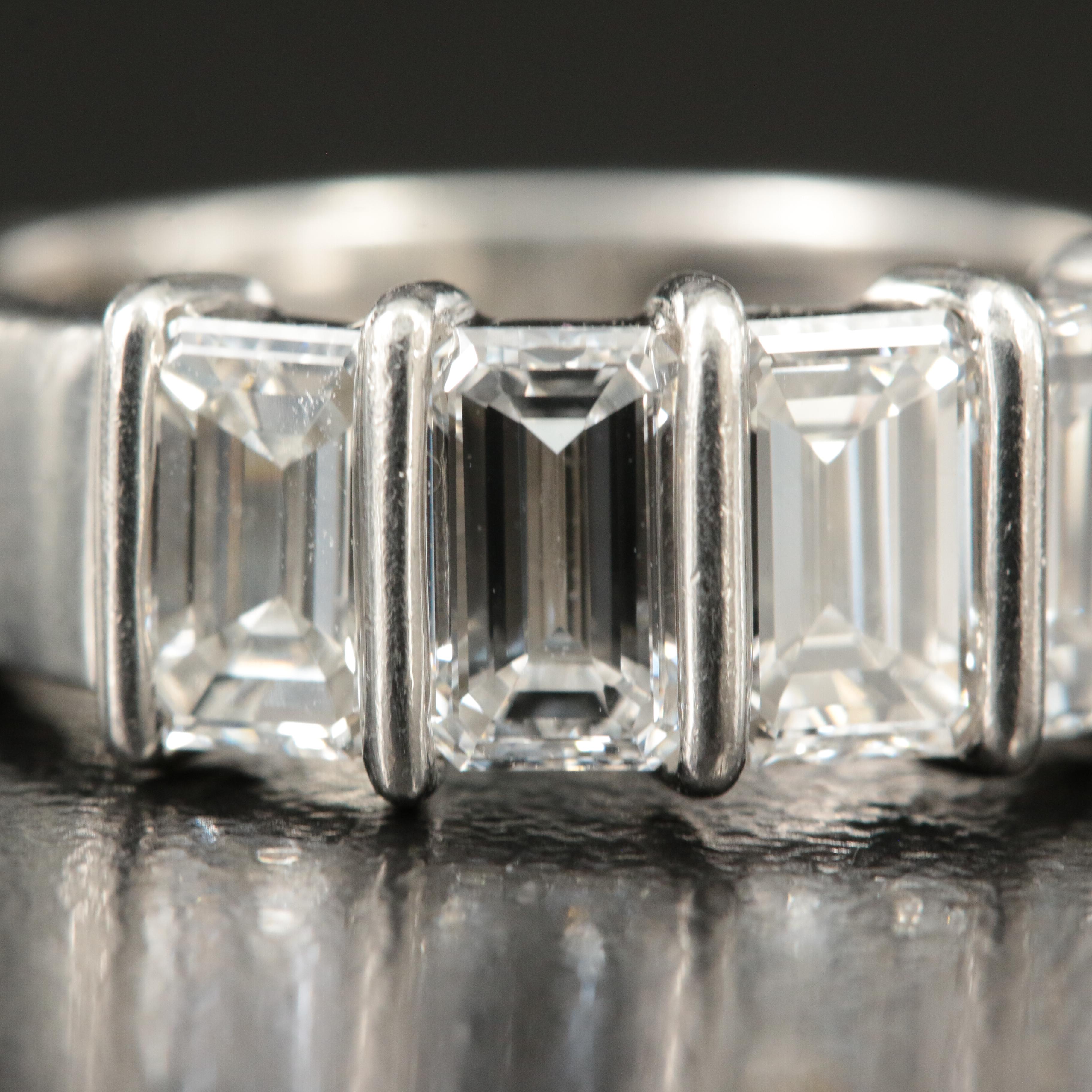 Tiffany & Co. Platinum 3.02 CTW Emerald Cut Diamond Band Ring