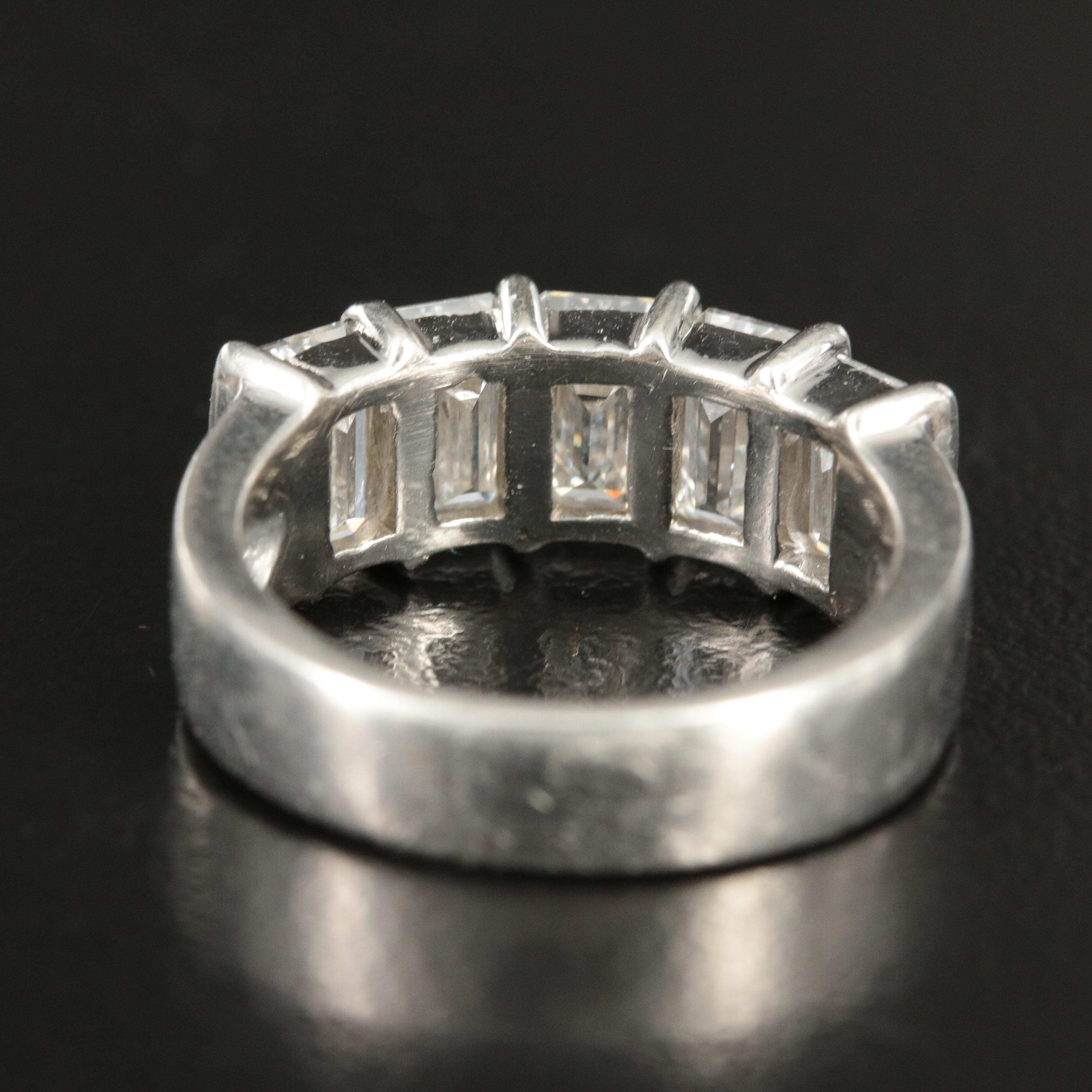 Tiffany & Co. Platinum 3.02 CTW Emerald Cut Diamond Band Ring