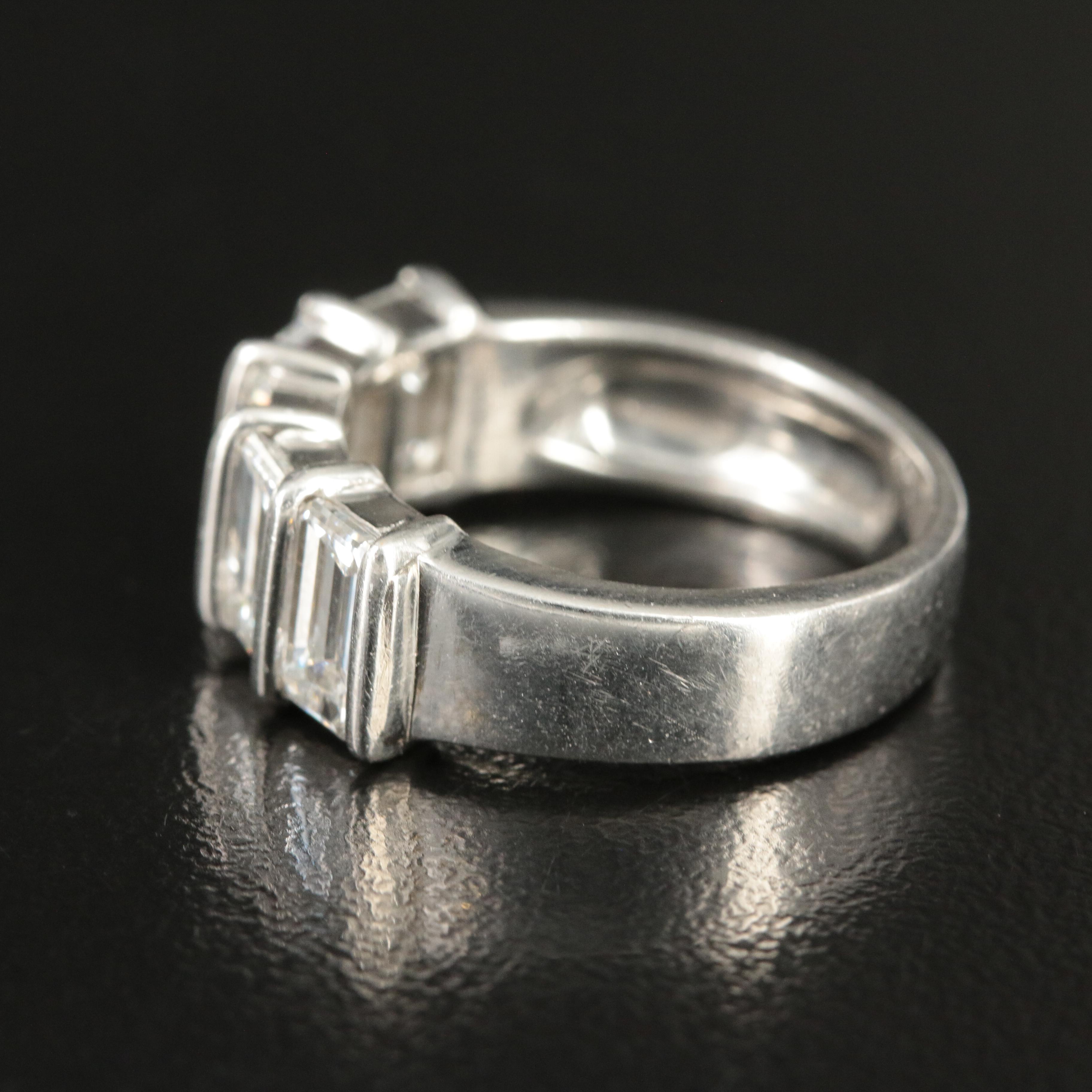 Tiffany & Co. Platinum 3.02 CTW Emerald Cut Diamond Band Ring