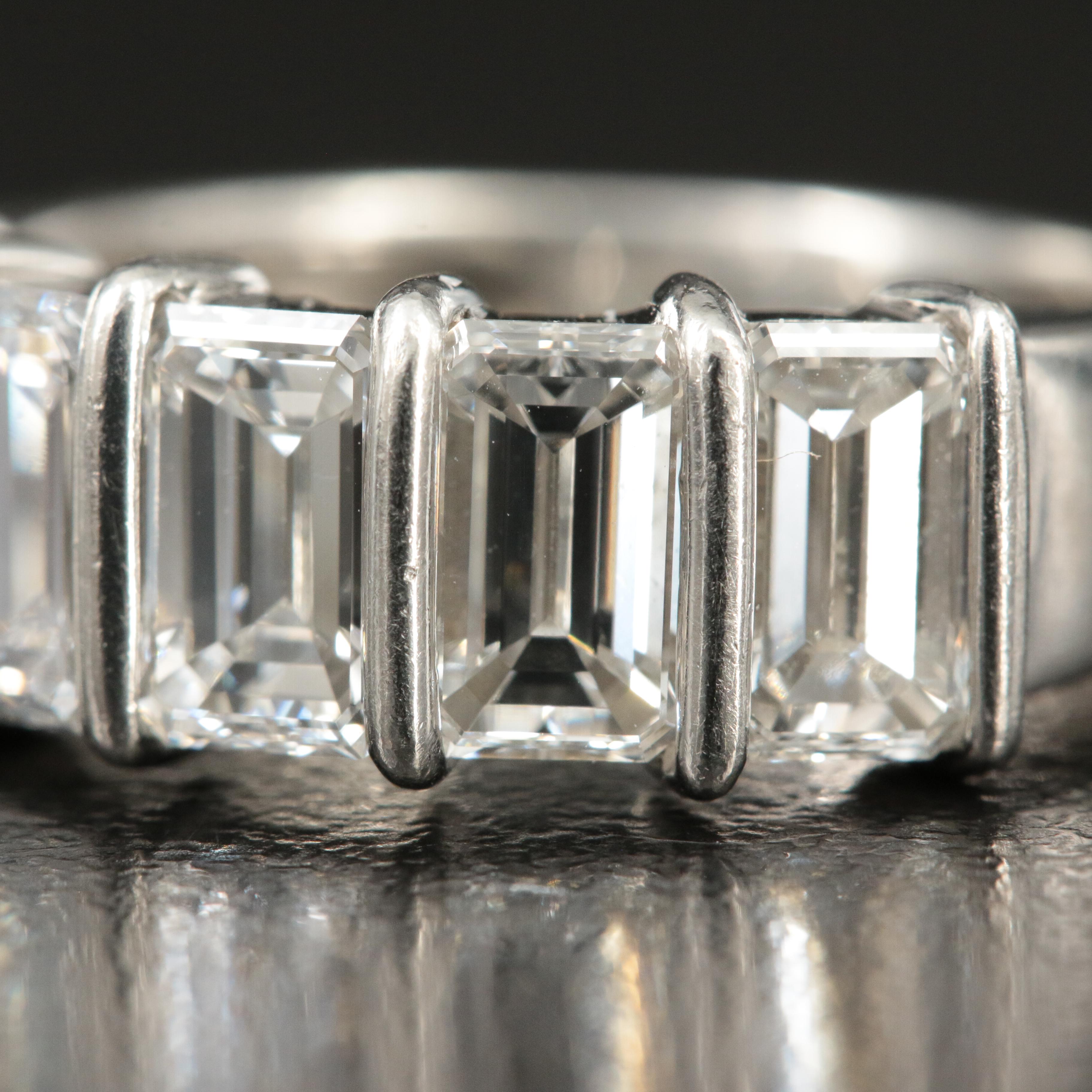 Tiffany & Co. Platinum 3.02 CTW Emerald Cut Diamond Band Ring