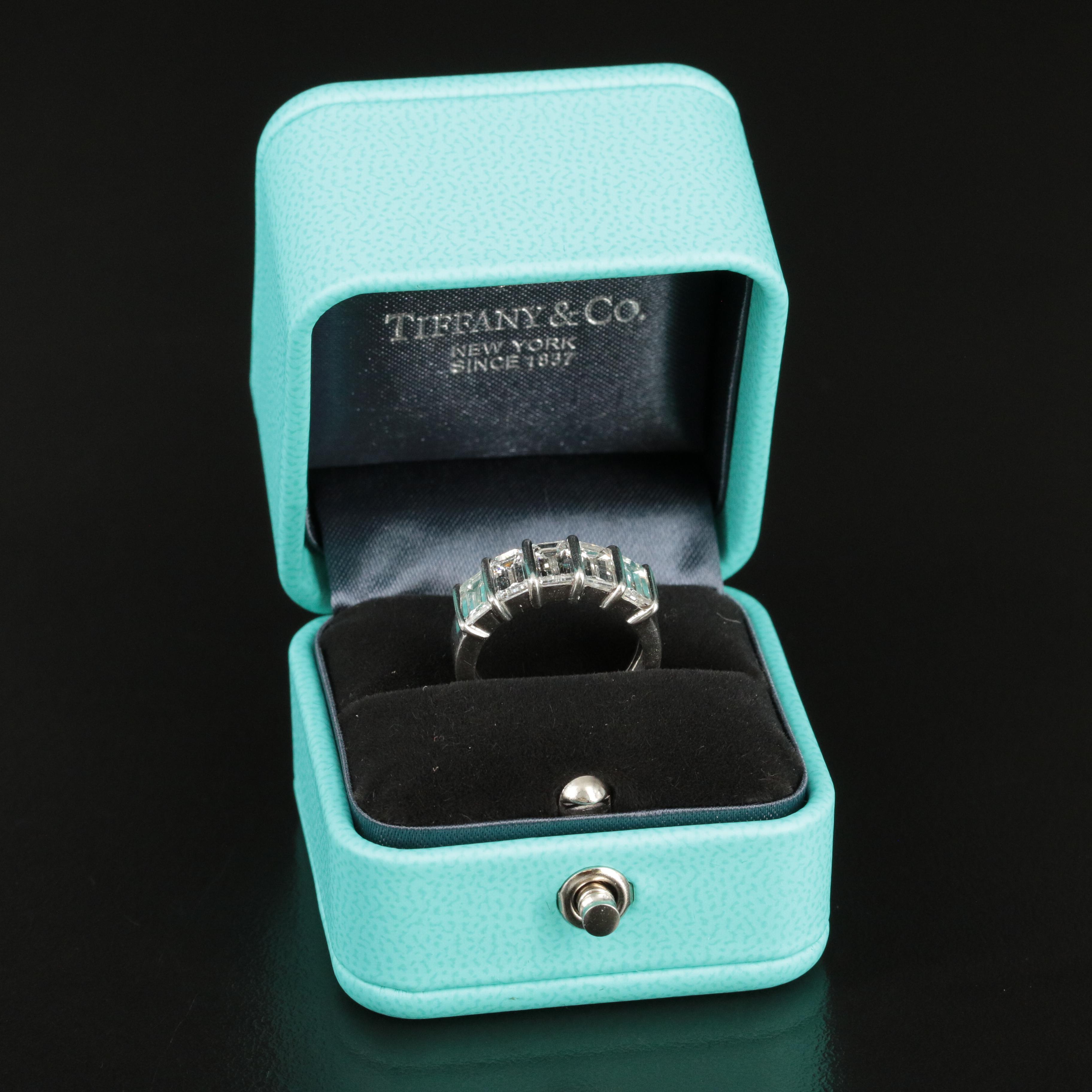 Tiffany & Co. Platinum 3.02 CTW Emerald Cut Diamond Band Ring