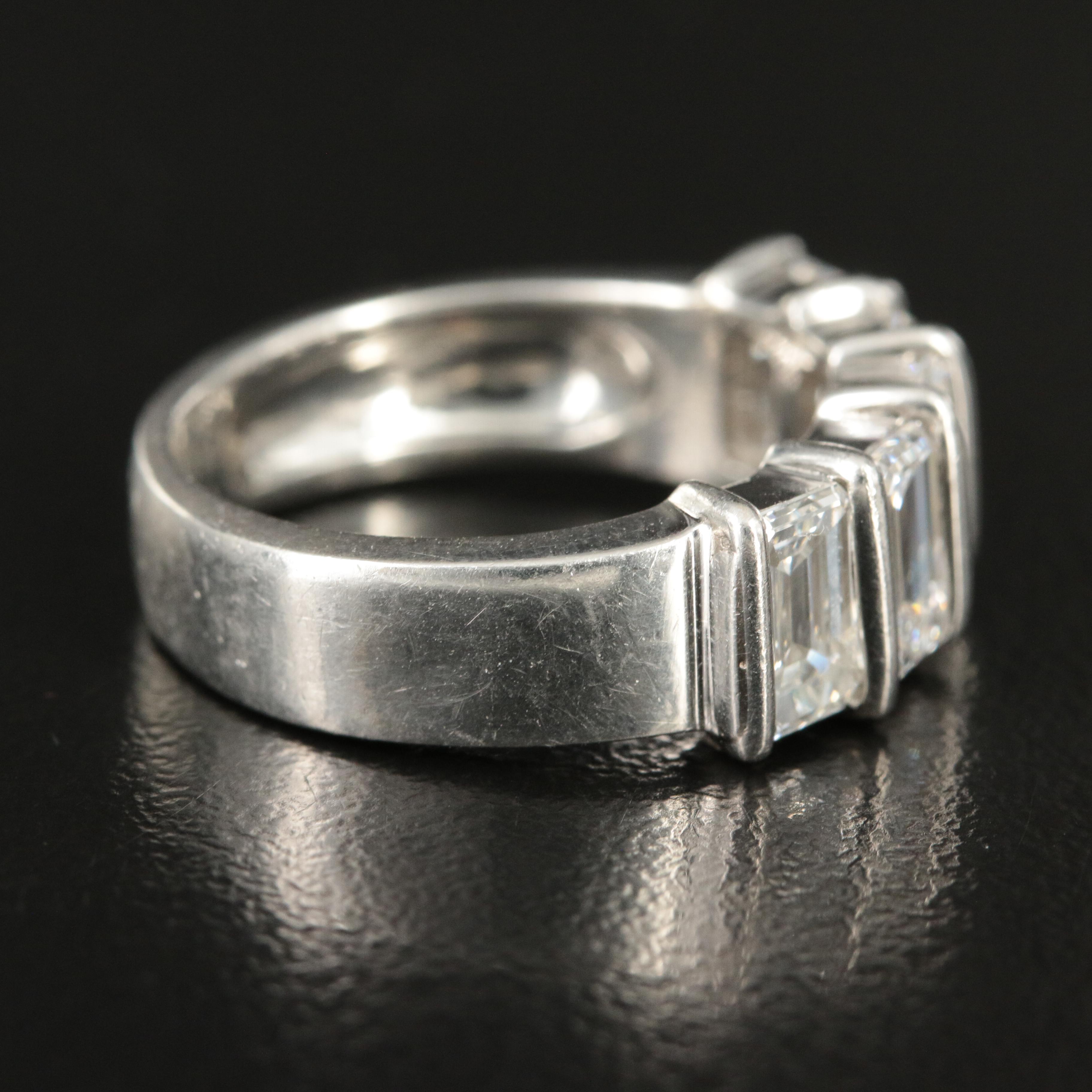 Tiffany & Co. Platinum 3.02 CTW Emerald Cut Diamond Band Ring