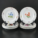 Meissen Hand-Painted Floral Pattern Porcelain Plate Set