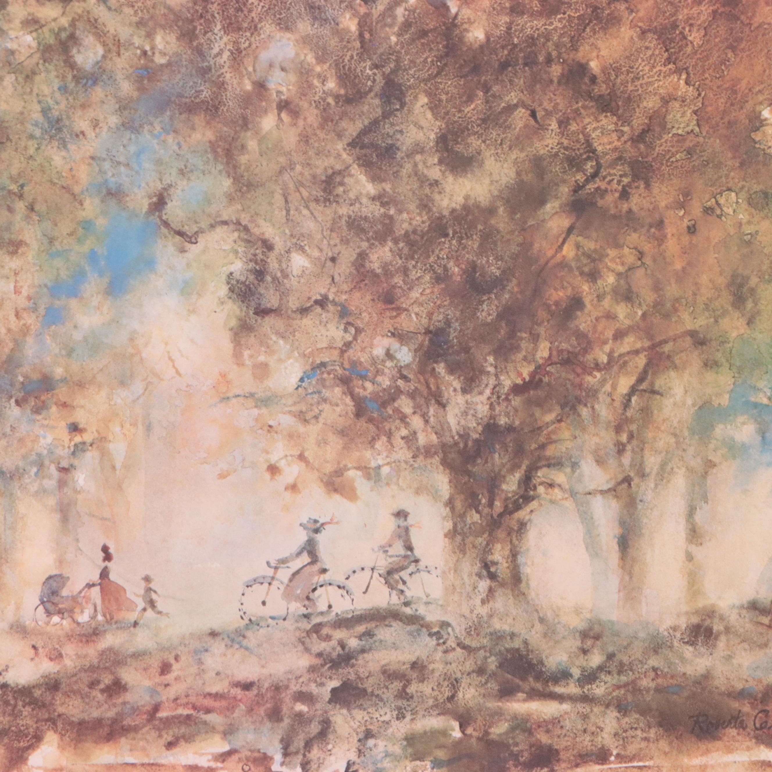 Offset Lithograph After Roberta Clark "Shadowy Grove"