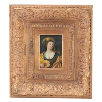 Oil Painting After Gerrit van Honthorst of Woman Tuning a Guitar