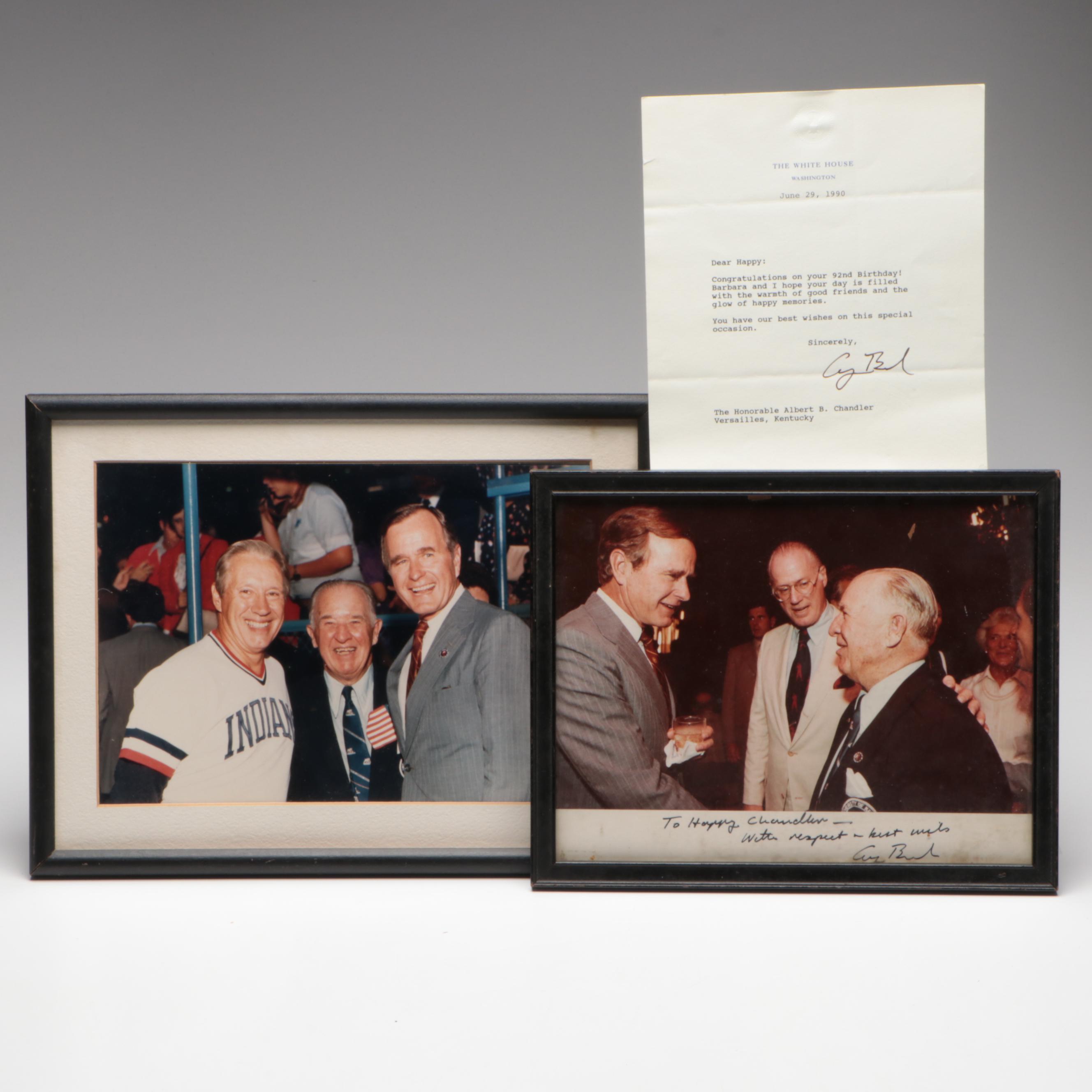 Signed George H. W. Bush Photo and Letter and Other Photograph, Late 20th C.
