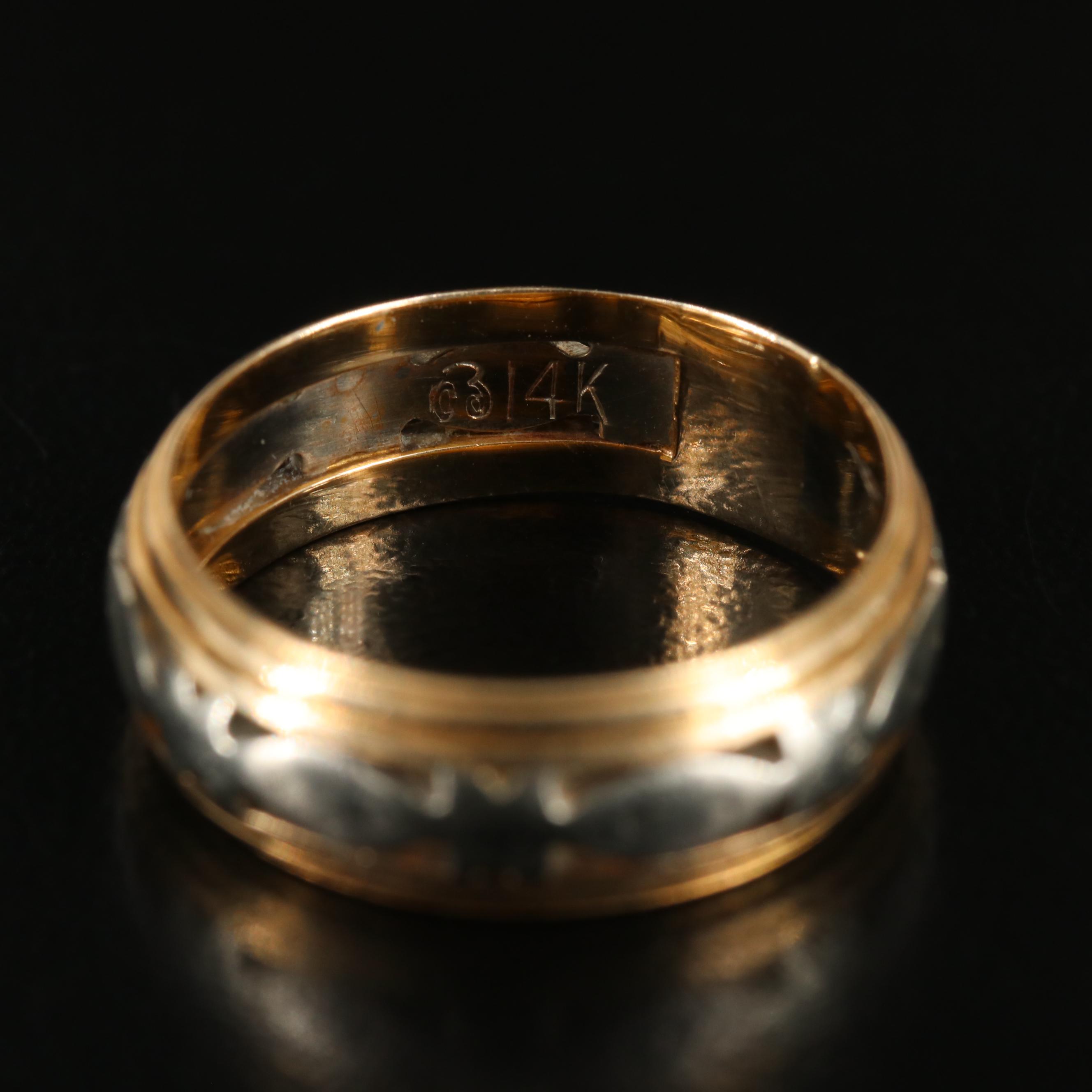 14K Two-Tone Engraved Cut-Out Band